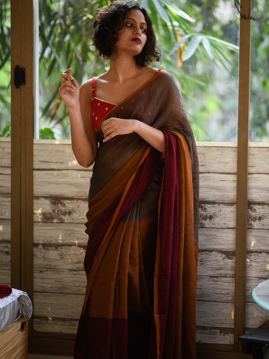 Kavi Mozhi – Multicolor Mul Cotton Saree with Tassels