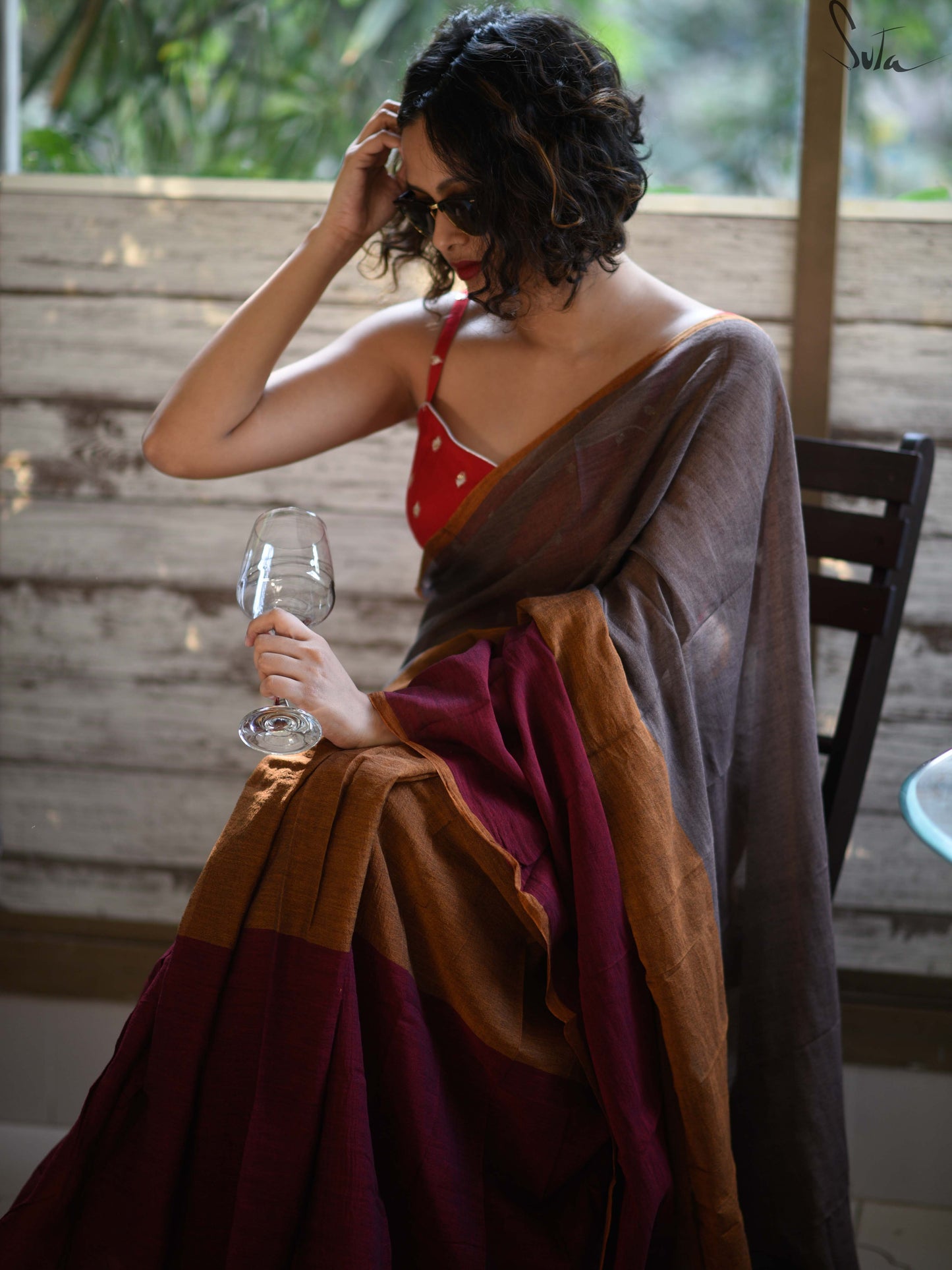 Kavi Mozhi – Multicolor Mul Cotton Saree with Tassels