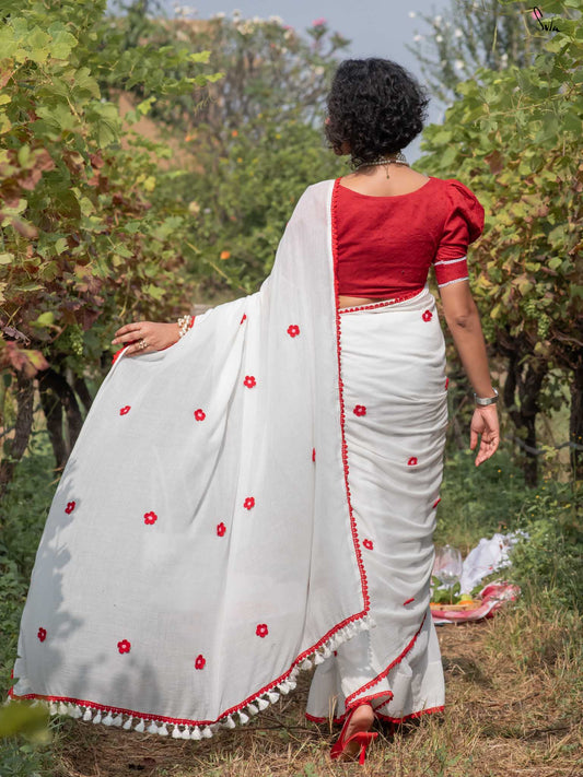 Venn Irai – Off White Mul Modal Saree with Blouse Piece