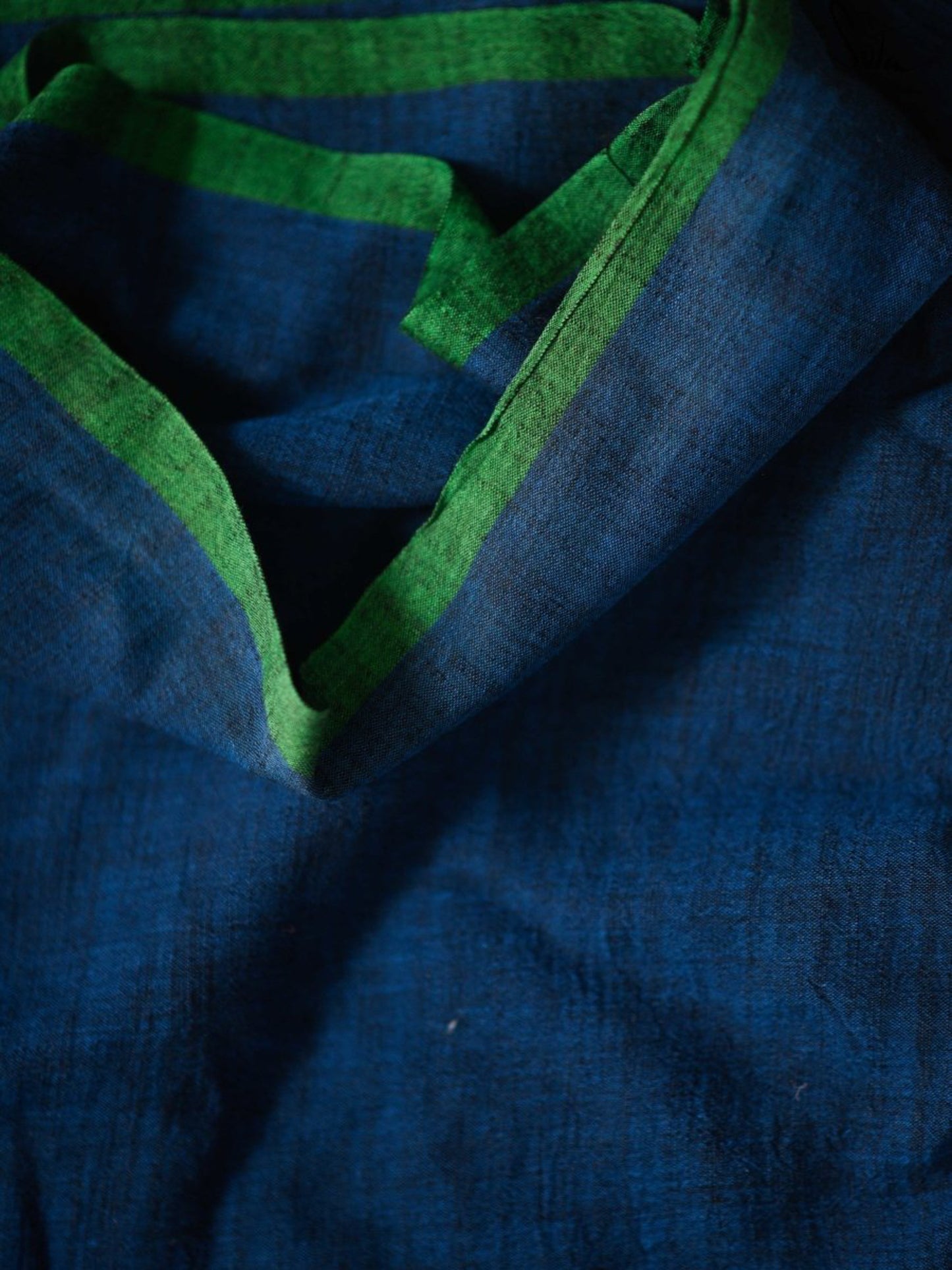 Azhur Mozhi – Blue Viscose Mul Cotton Saree with Tassels
