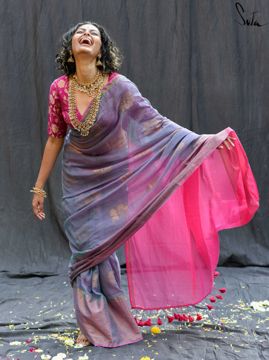 Maragatha Pattu – Green Cotton Zari Saree