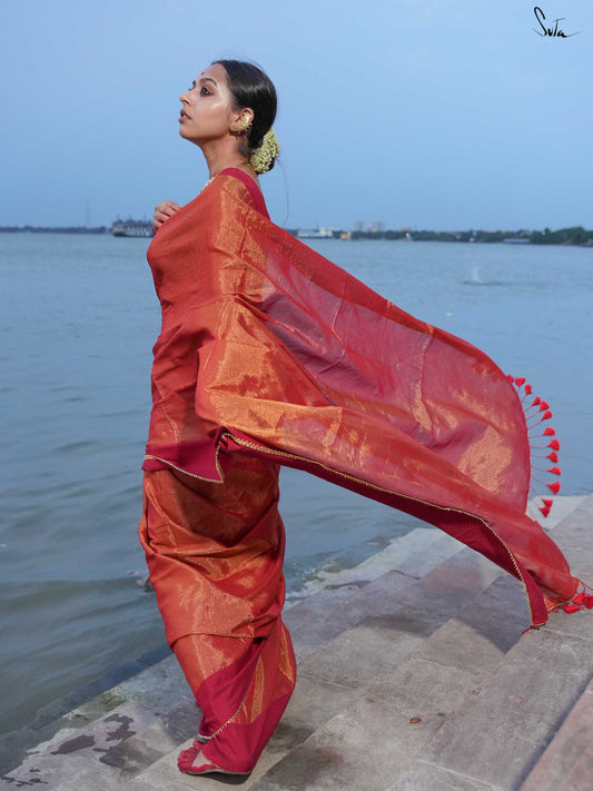 Semparuthi Pattu – Maroon Cotton Saree